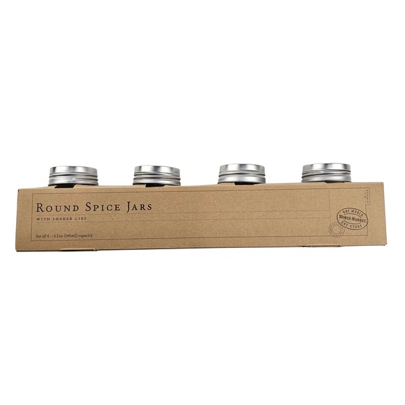 World Market Round Spice Jars Set of 4 with Shaker Lids Kitchen - Picture 1 of 4